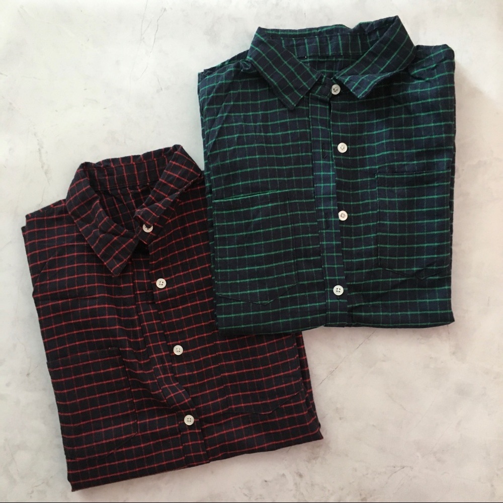 🍉 Green and Red Criss Cross Button Down Shirt S